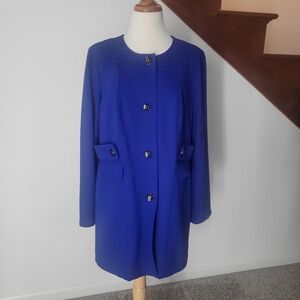 Chico’s 1 Blue Dress Coat Jacket‎ Button Front
